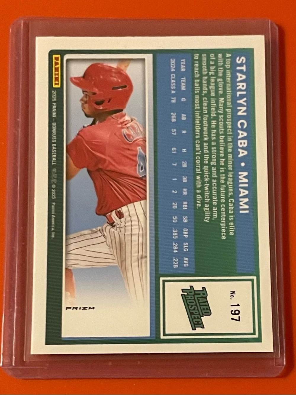 Starlyn Caba [Orange Velocity Optic]#197 2025 Panini Donruss Optic Baseball Card